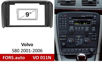 Переходная рамка FORS.auto VO 011N для Volvo S80 (9 inch, black) 2001-2006 11939 фото