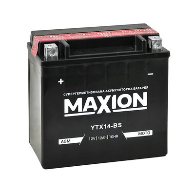 Мото акумулятор MAXION AGM 12V 12A L+ (левый +) YTX 14-BS 564958889179 фото