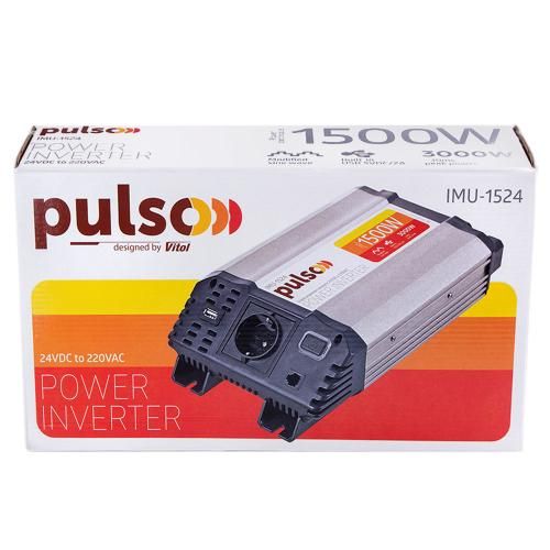Перетворювач напруги PULSO/IMU-1524/24V-220V/1500W/USB-5VDC2.0A/мод.хвиля/клеми IMU-1524 фото