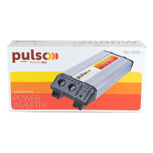 Перетворювач напруги PULSO/ISU-2000/12V-220V/2000W/USB-5VDC2.0A/син.хвиля/клеми ISU-2000 фото