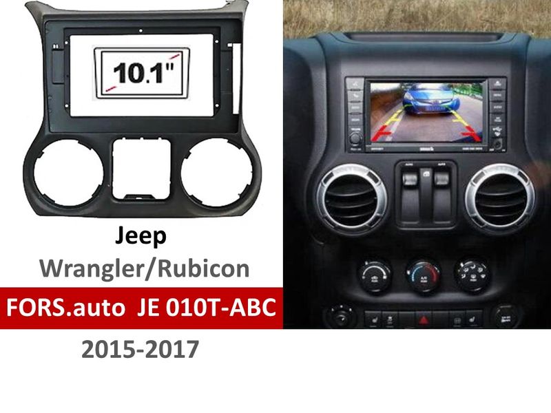 Переходная рамка FORS.auto JE 010T-ABC для Jeep Wrangler/Rubicon (10.1 inch, LHD, black) 2015-2017 11742 фото