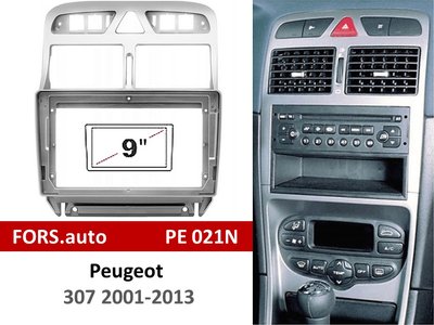 Переходная рамка FORS.auto PE 021N для Peugeot 307 (9 inch, silver) 2001-2013 11905 фото