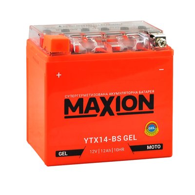 Мото акумулятор MAXION Gel 12V, 12A L+ (лівий +) YTX 14-BS 564958889083 фото