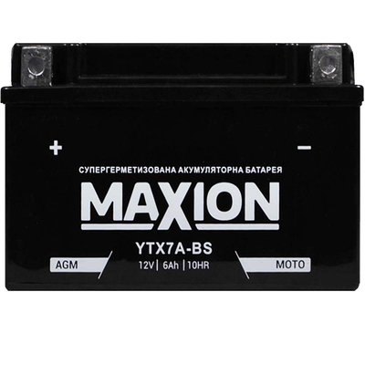 Мото акумулятор Maxion AGM 12V 7A L+ (левый +) YTX 7A-BS 564958894791 фото