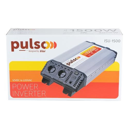 Перетворювач напруги PULSO/ISU-1500/12V-220V/1500W/USB-5VDC2.0A/син.хвиля/клеми ISU-1500 фото