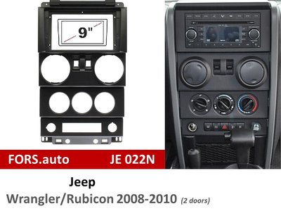 Переходная рамка FORS.auto JE 022N для Jeep Wrangler/Rubicon (9 inch, 2 doors, black) 2008-2010 11744 фото