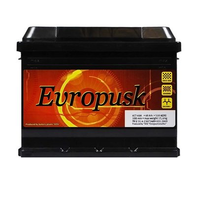 Автомобільний акумулятор Evropusk 60Аh 510A L+ (лівий +) L2 564958894689 фото