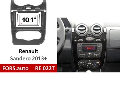 Переходная рамка FORS.auto RE 022T для Renault Sandero (10.1 inch, black) 2013+ 11822 фото
