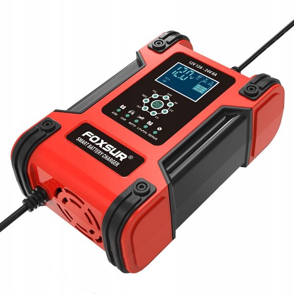 Зарядное устройство (импульсный) для автомобильного аккумулятора Foxsur 12V 12A / 24V 6A 564958889312 фото
