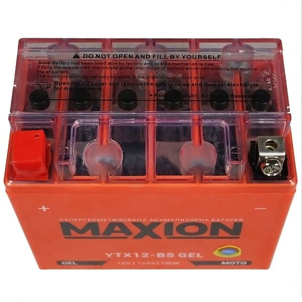 Мото акумулятор MAXION Gel 12V 10A L+ (лівий +) YTX 12-BS 564958889087 фото