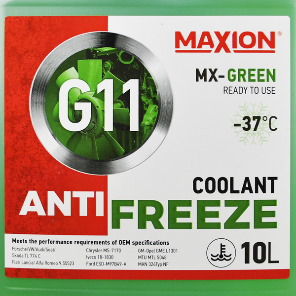 Антифриз MAXION 10L G11 -37 ° C GREEN 564958892510 фото