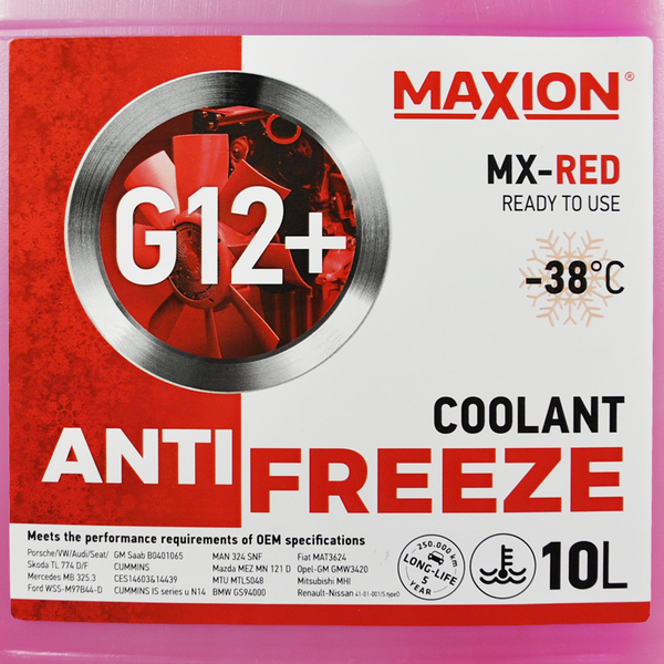 Антифриз MAXION 10L G12+ -38°C RED 564958892511 фото