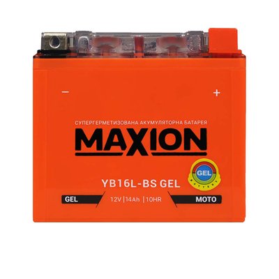 Мото акумулятор MAXION Gel 12V 14A R+ (правый +) YB 16L-BS 564958889180 фото