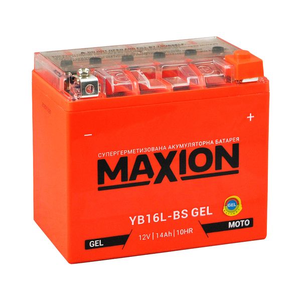 Мото акумулятор MAXION Gel 12V 14A R+ (правий +) YB 16L-BS 564958889180 фото