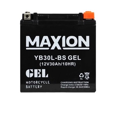 Мото акумулятор MAXION Gel 12V 30A R+ (правый +) YB 30L-BS 564958889181 фото