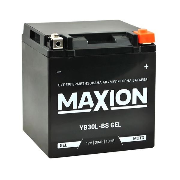 Мото акумулятор MAXION Gel 12V 30A R+ (правий +) YB 30L-BS 564958889181 фото