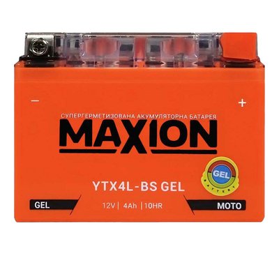 Мото акумулятор MAXION Gel 12V 4A R+ (правый +) YTX 4L-BS 564958889114 фото