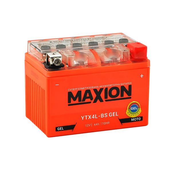 Мото акумулятор MAXION Gel 12V 4A R+ (правий +) YTX 4L-BS 564958889114 фото