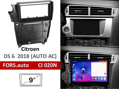 Переходная рамка FORS.auto CI 020N для Citroen DS 6 (9 inch, LHD, AUTO AC, black) 2018 (комплект) 11900 фото