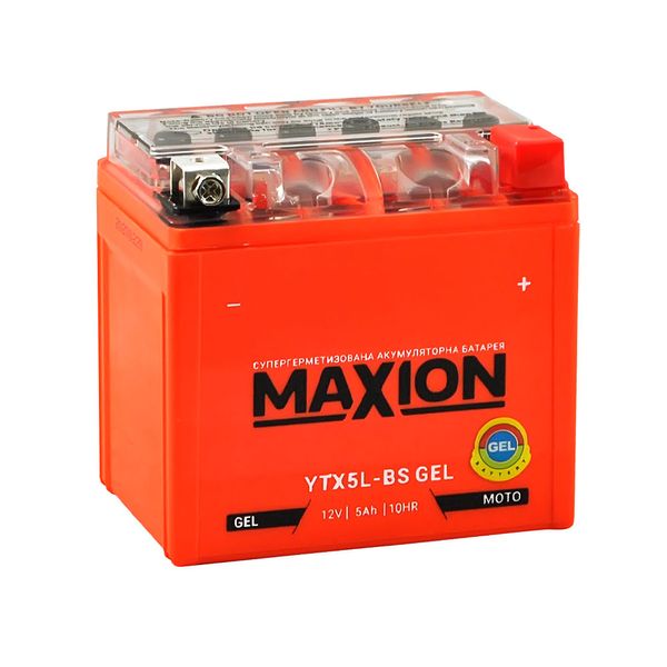 Мото акумулятор MAXION Gel 12V 5A R+ (правий +) YTX 5L-BS 564958889118 фото