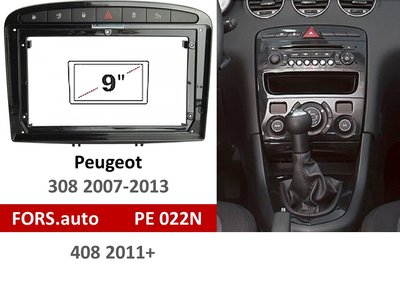 Переходная рамка FORS.auto PE 011N для Peugeot 308 2007-2013/408 2011+ (9 inch, UV black) 11906 фото