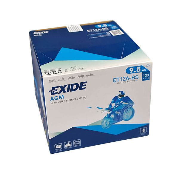 Мото акумулятор EXIDE ET 12A-BS (12V, 9.5A) 566125883048 фото