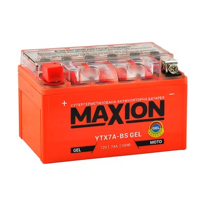 Мото акумулятор MAXION Gel 12V 7A L+ (левый +) YTX 7A-BS 564958889112 фото