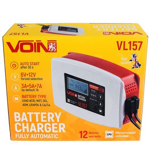 Зарядний пристрій VOIN VL-157 6&12V/3-5-7A/3-150AHR/LCD/Iмпульсний 139826 фото