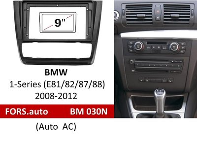 Переходная рамка FORS.auto BM 030N для BMW 1-Series (E81/82/87/88) (9 inch, Auto AC, black) 2008-2012 11708 фото