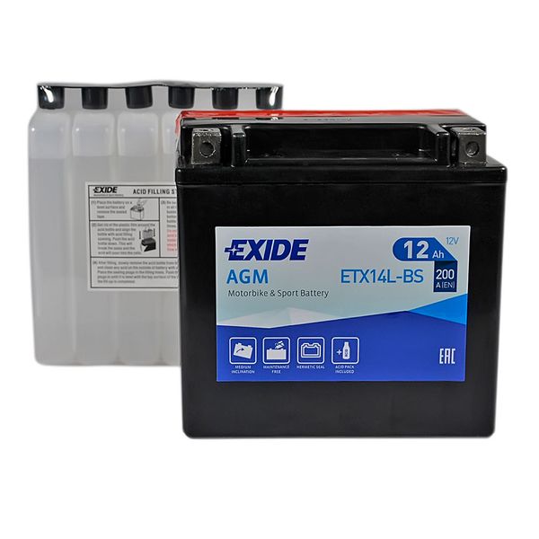 Мото акумулятор EXIDE ETX 14L-BS EXIDE (12V, 12A) 566125883050 фото