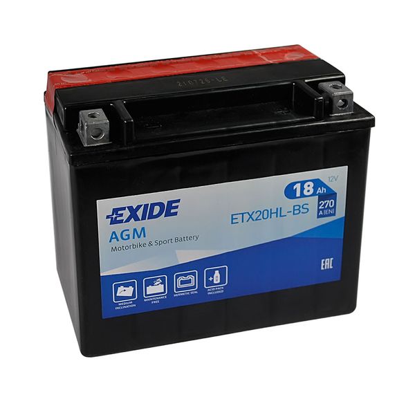 Мото акумулятор EXIDE ETX 20HL-BS EXIDE (12V, 18A) 566125883055 фото