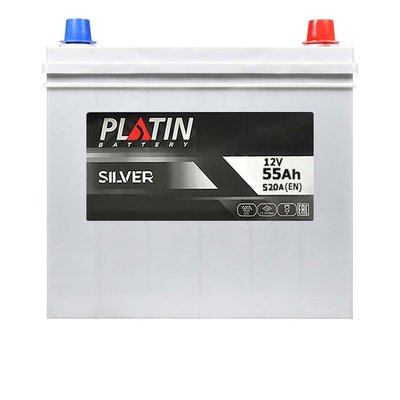 Автомобільний акумулятор PLATIN Silver Asia 55Ah 520A R+ (правий) SMF NS60 товст.кл. 566125882956 фото