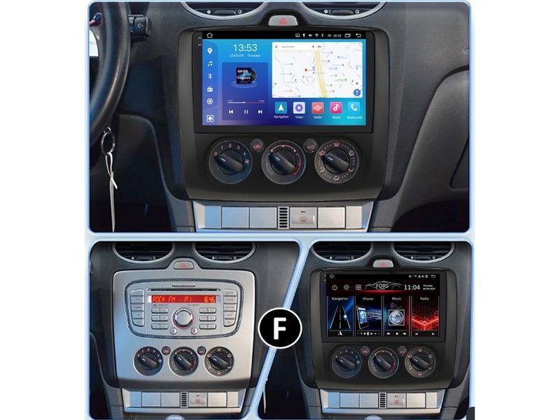 Штатна магнітола FORS.auto FS 4 MAX для Ford Focus (4+32Gb, 9&quot\;, Manual AC, black) 2005-2011 FS-5504 фото