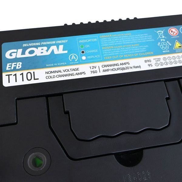 Автомобільний акумулятор GLOBAL Asia EFB 95Ah, 760A, R+ (EFB T110L) (T110) 23082066 фото