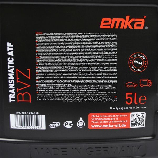 Трансмісійна олива Emka Transmatic ATF BVZ 5л 1022561 фото