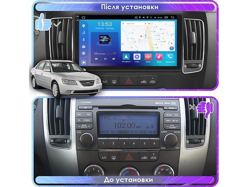 Штатна магнітола FORS.auto FS 4 MAX Qled для Hyundai Sonata/NF (4+32Gb, 9&quot\;, Manual AC) 2008-2010 FS-8354 фото