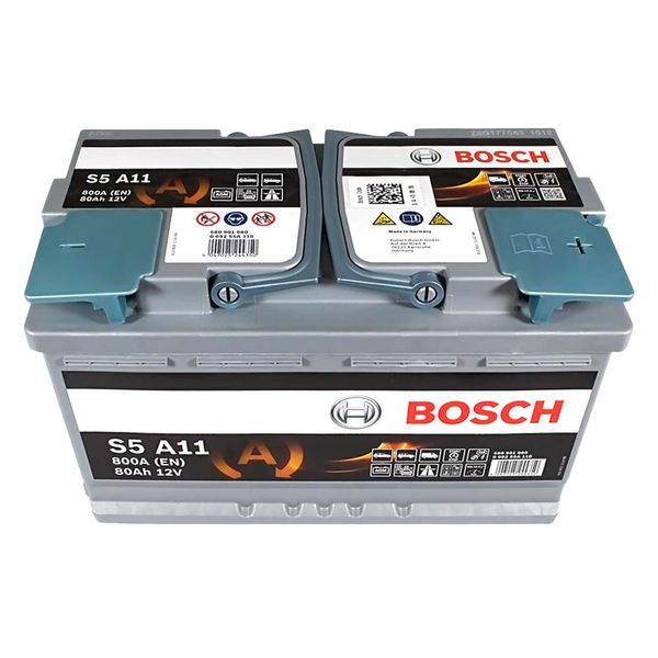 Автомобільний акумулятор BOSCH AGM 80Ah 800A R+ (правий +) S5A 110 566615479281 фото