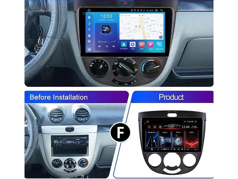 Штатна магнітола FORS.auto FS 4 MAX Qled для Chevrolet Optra, HRV 2003-2008/Buick Excelle (Hatchback) 2004-2008 (4+32Gb, 9&quot\;, Manual AC) FS-8255 фото