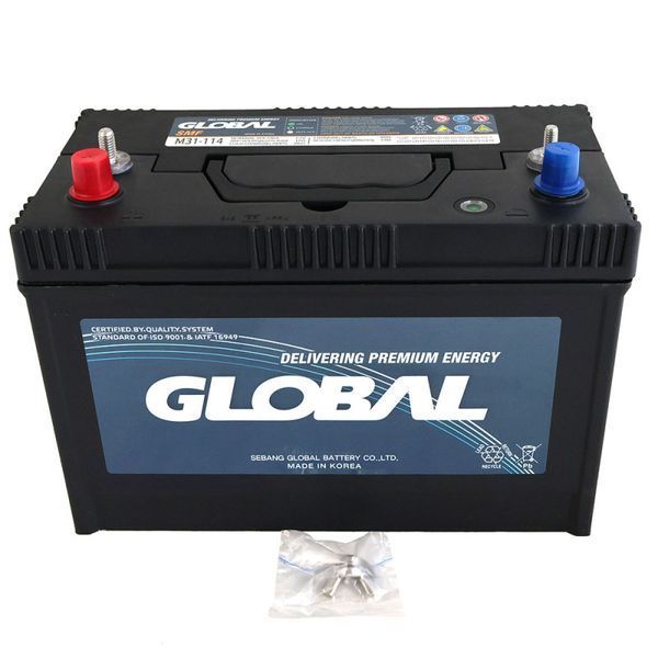 Автомобільний акумулятор GLOBAL Asia SMF 100Ah, 860A, L+ (SMF M31-114) (M31)подвійна клема (John Deere) 23082069 фото