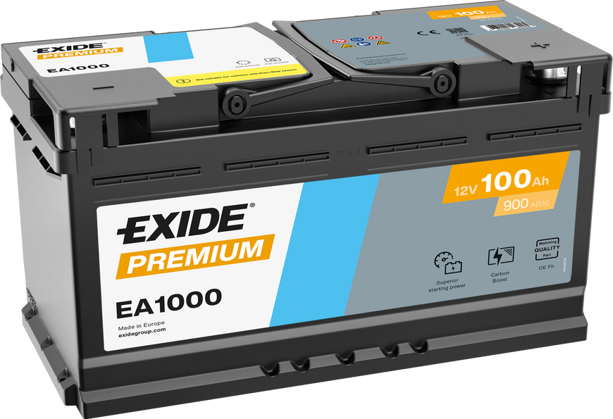Автомобільний акумулятор EXIDE Premium (EA1000) 100Аh 900Ah R+ 566125885166 фото
