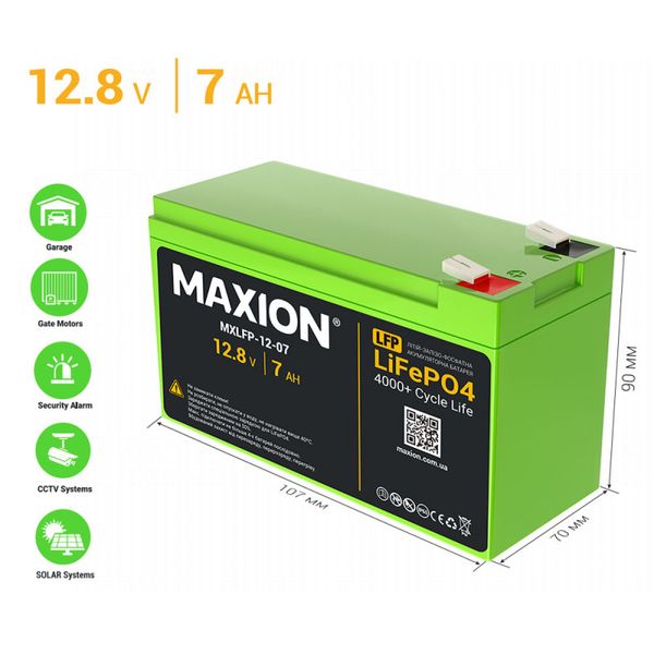 Літієві акумулятори MAXION LiFePO4 MXLFP-12-07 (12V; 7Ah) 1022481 фото