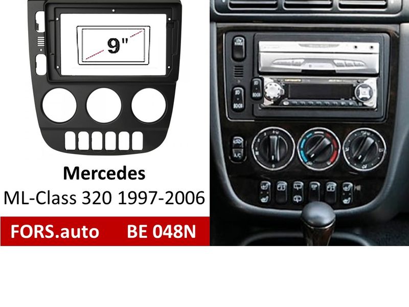 Переходная рамка FORS.auto BE 048N для Mercedes Benz ML-Class 320 (9 inch, LHD, black) 1997-2006 11726 фото