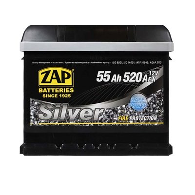 Автомобільний акумулятор ZAP Silver 55Ah 520A R+ (правий +) LB1 (555 87) h=175 564958894594 фото