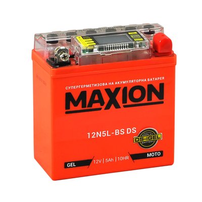 Мото акумулятор MAXION 12V 5A R+ (правый +) 12N 5L-BS DS (DS-iGEL) 564958889183 фото