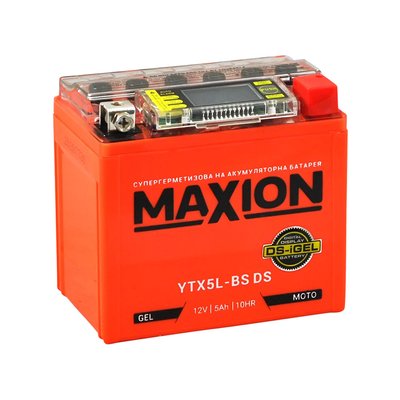 Мото акумулятор MAXION 12V 5A R+ (правий +) YTX 5L-BS DS (DS-iGEL) 564958889185 фото