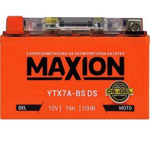 Мото акумулятор MAXION 12V 7A L+ (левый) YTX 7A-BS DS (DS-iGEL) 564958889113 фото