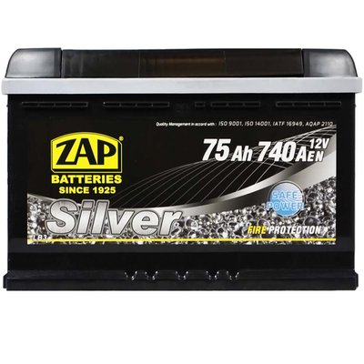 Автомобільний акумулятор ZAP Silver 75Ah 740A R+ (правий +) LB3 (575 87) h=175 564958894629 фото