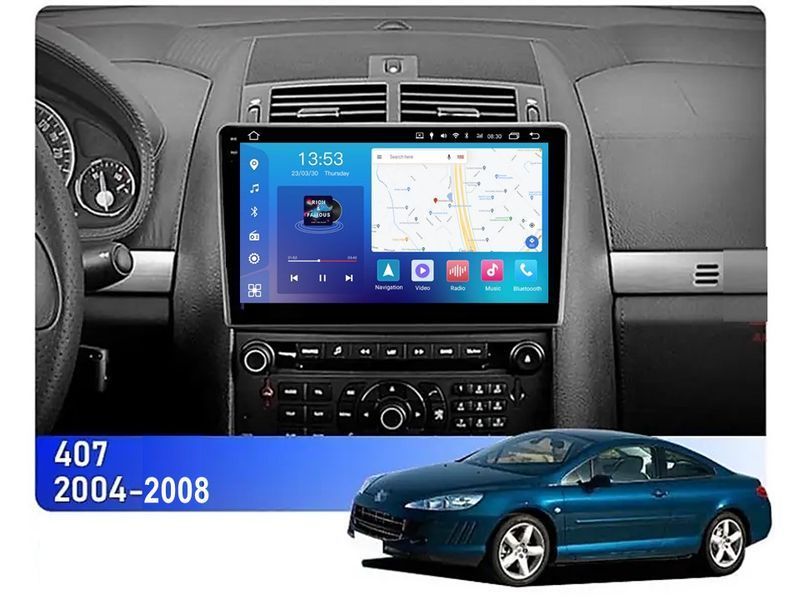 Штатна магнітола FORS.auto FS 6 MAX для Peugeot 407 (6+128Gb, 9&quot\;, silver) 2004-2008 FS-6593 фото