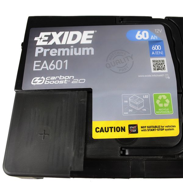 Автомобільний акумулятор EXIDE Premium (EA601) 60Аh 600Ah L+ 566125885167 фото