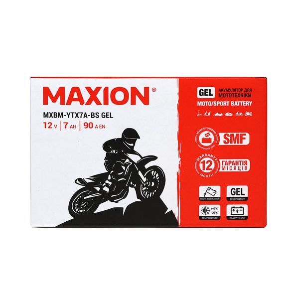Мото акумулятор MAXION (HUAWEI) 24MXBM-YTX7A-BS GEL (12V, 7Ah, 90A, +/-) 10011056 фото
